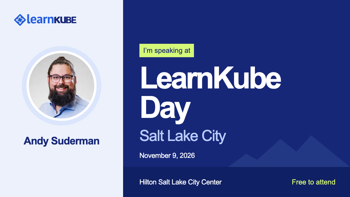 Navy speaker card for Andy Suderman