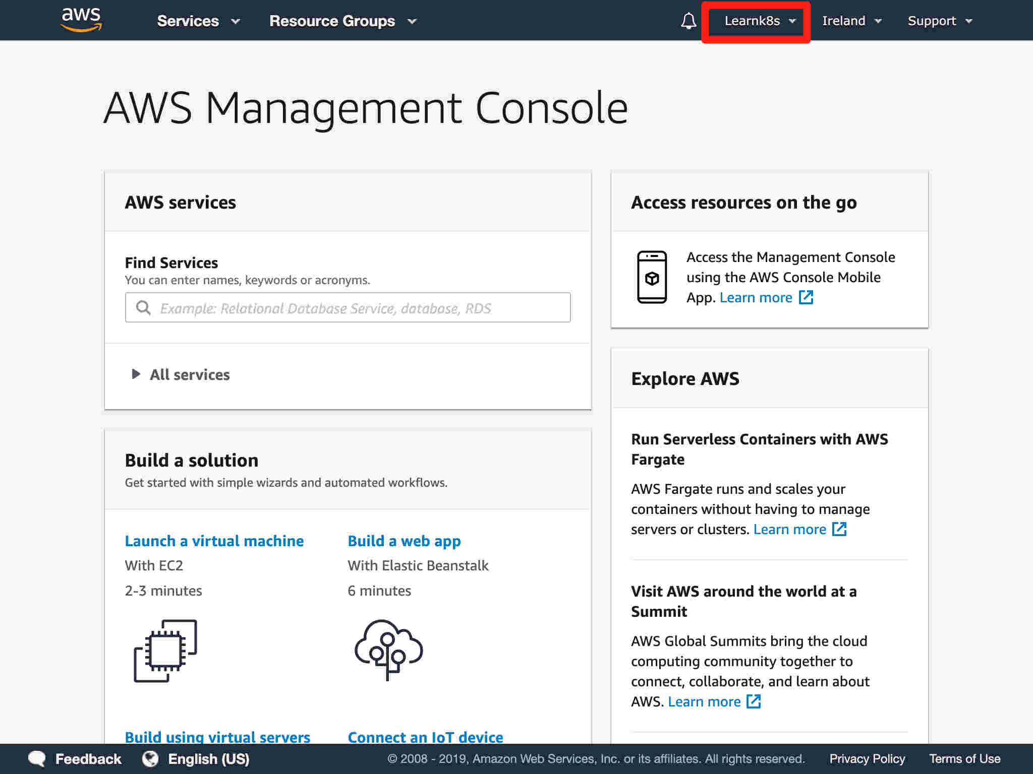Click on your user name at the top right of the page.